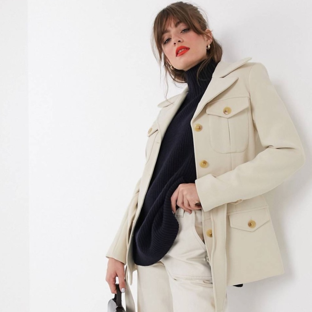 & Other Stories structured belted jacket in cream